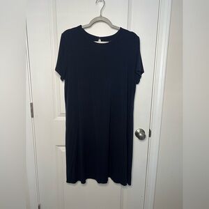 J Jill Wearever Shirt Dress L Navy Minimalist Lagenlook Lounge Quite Luxury